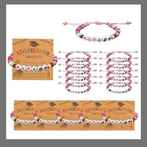 BOLLBAY 24 Set Kindergarten Graduation Bracelets with Wish Cards